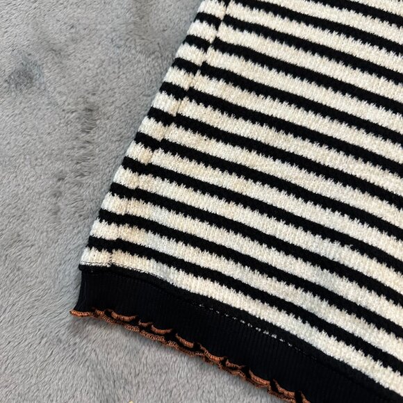Zara Crew Neck Striped Sweater Knit Women's SMALL Black Cream - Picture 2 of 4